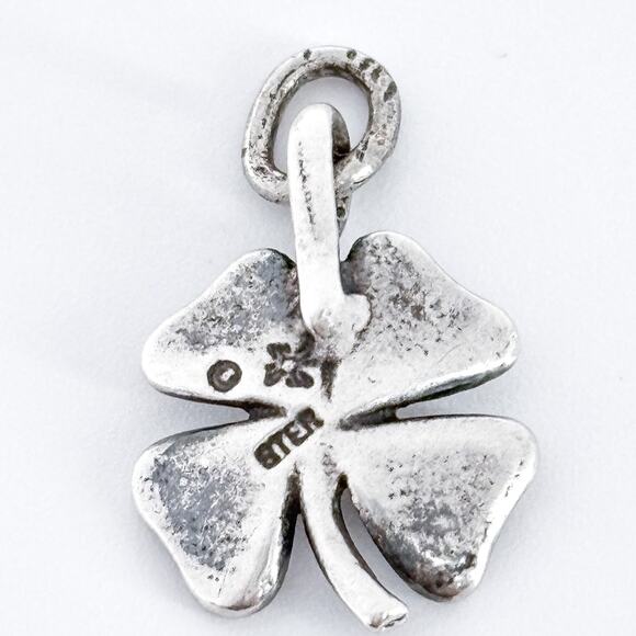 Vintage Sterling Silver 925 Four Leaf Clover Charm Pendant - Picture 5 of 7
